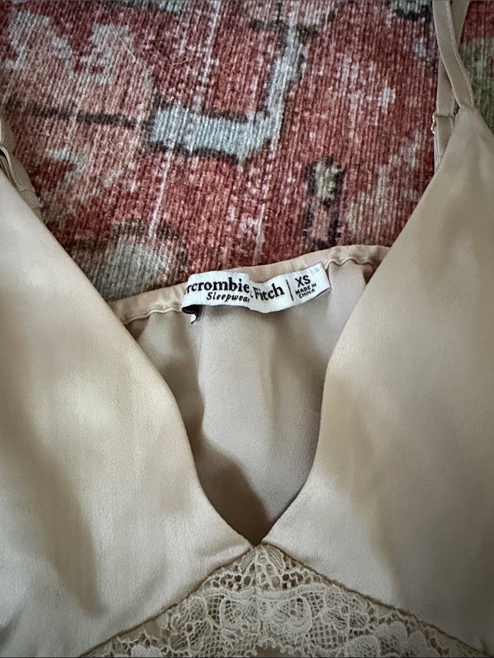 Abercrombie & Fitch Lace-Trim Satin Camisole in Cream - Picture 2 of 2